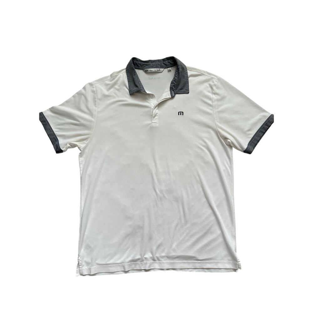 Travis Matthew White Gray Trim Golf Polo Shirt XL